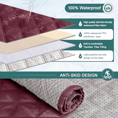 Ruaozz Waterproof Recliner Sofa Cover with Elastic Straps and Pocket for Kids, Dogs, Pets (Wine, 3 Seater)