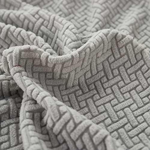 Wear-Resistant L Shape Sectional Couch Cover, Pet Protector for Cats and Dogs (Weave White, Large) — A-weave Light Grey