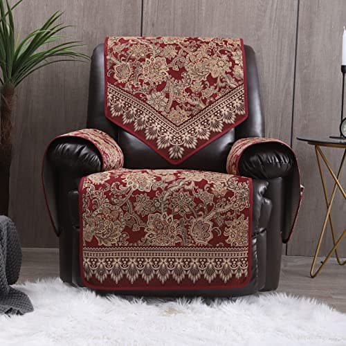 LUFEIJIASHI Non-Slip Waterproof Recliner Covers for Leather Electric Chairs (FLKF-Beige) — Red