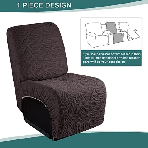 Reclining Armless Chair Cover for Sectional Sofa - Small, Chocolate