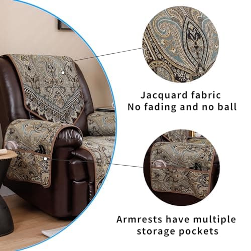 LUFEIJIASHI Non-Slip Recliner Sofa Covers FLKF-Brown, 2 Seater, Waterproof