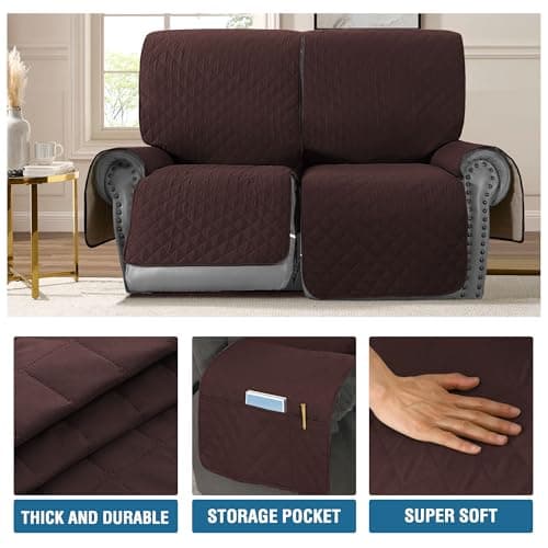 H.VERSAILTEX 100% Waterproof Recliner Loveseat Slipcover, Chocolate