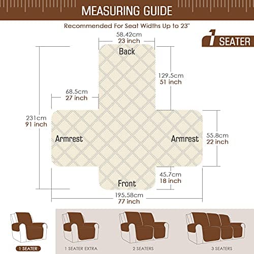 TAOCOCO Non-Slip Recliner Chair Cover, 23'' Small, Coffee