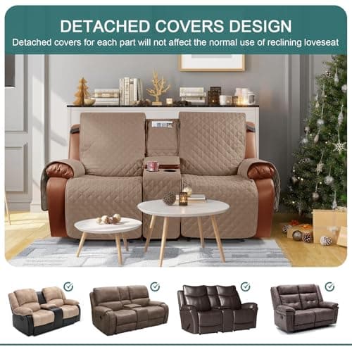 Ruaozz Waterproof Recliner Loveseat Cover for Pet Couch