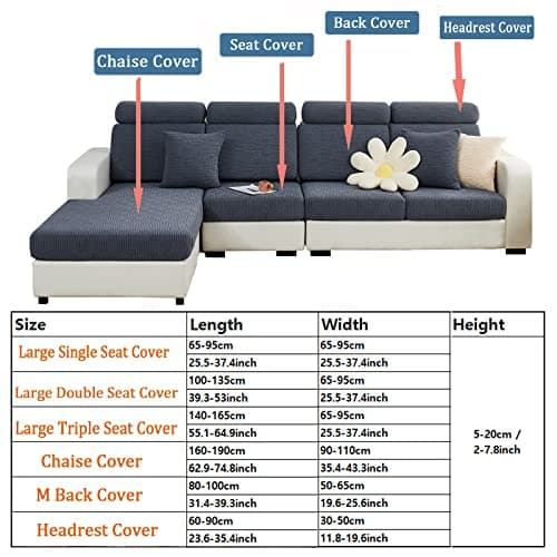 Elastic Couch & Sectional Slipcovers L-Shaped Chaise Grey/White Living Room Furniture Protector