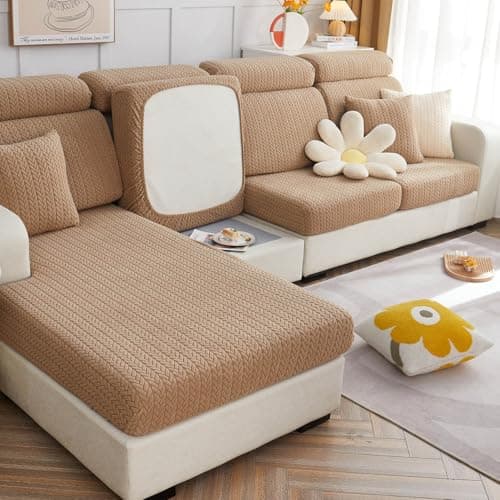 Soothing Home Khaki Sectional Sofa Cover (Back L)