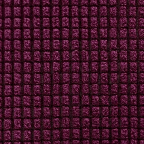 CHUN YI 3 Seater Couch Slipcover, Large Grey Checks — Dark Magenta