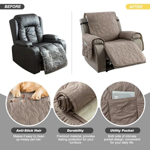 100% Waterproof Recliner Chair Cover, Non-Slip Fabric for Living Room