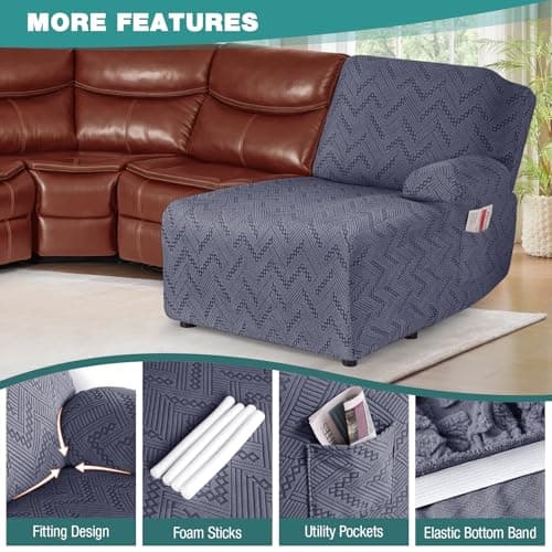 Ruaozz Grey Stretch Recliner & Chaise Sofa Cover
