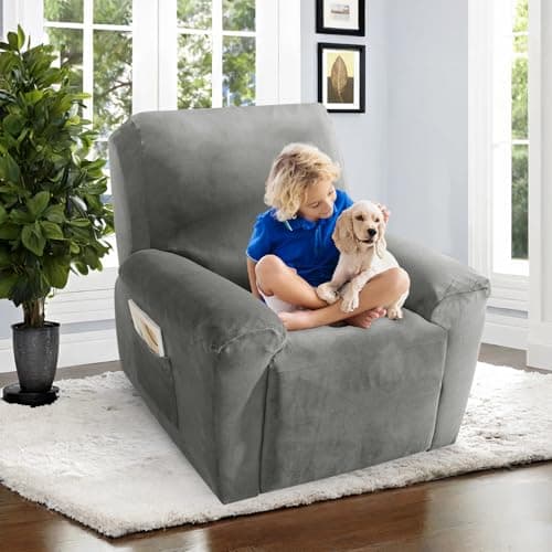 2025 Velvet Oversized Recliner Cover for Lazy Boy, Soft & Stretchy (Grey)