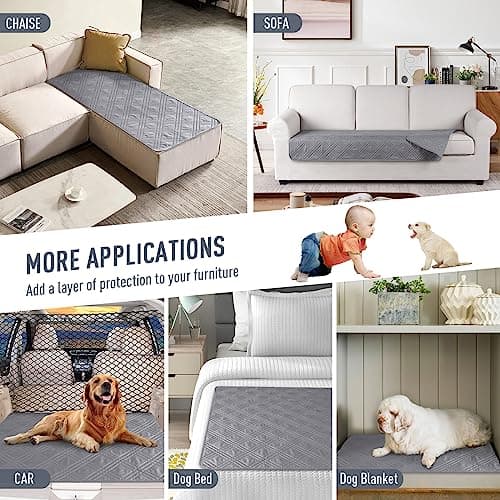 TAOCOCO 100% Waterproof Reversible Sofa Cover for Loveseat and U-Shaped Couches Light Gray