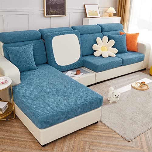 Dark Grey Stretch Slipcover for L Shape Sectional Sofa (Back Cover) — A-blue