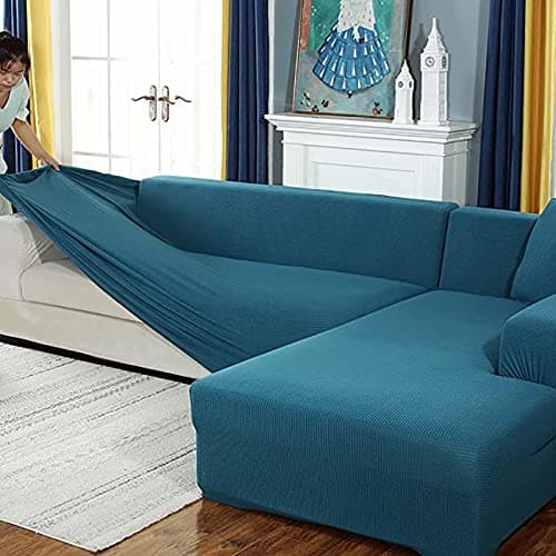 Durable Dark Gray 2 Seater Stretch Slipcover for Couches & Sectionals — Blue