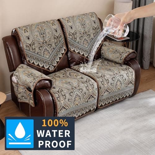 LUFEIJIASHI Non-Slip Recliner Sofa Covers FLKF-Brown, 2 Seater, Waterproof