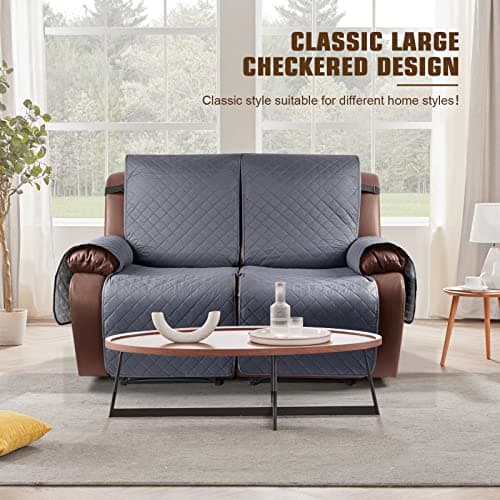 Waterproof Loveseat Recliner Cover for 2 Seat Sofa, Dark Gray - Kids and Pets Friendly