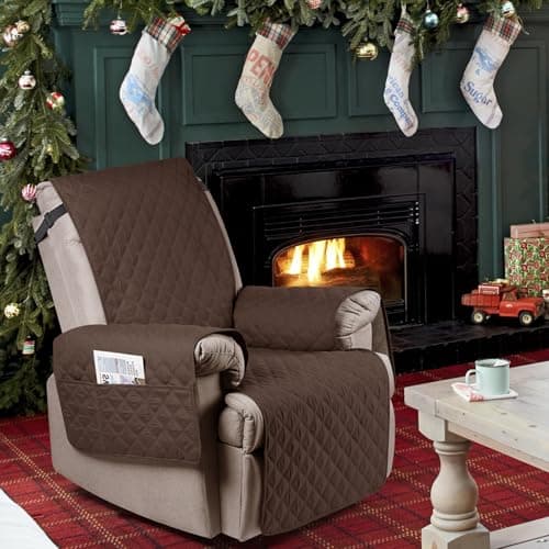Ruaozz Waterproof Recliner Chair Cover for Kids, Dogs, Pets (Dark Brown, 23'')