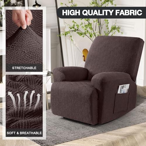 Timeless Extra Wide Recliner Chair Cover, Coffee