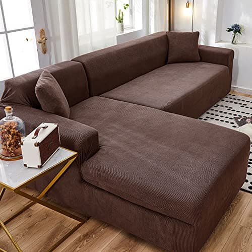 IMYOGI L-Shaped Sofa Cover - 2pcs Stretch Slipcover for Seater + 2 Seater Living Room — H