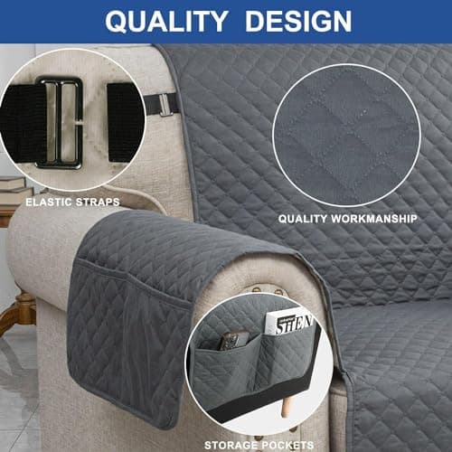 XINEAGE Loveseat Sofa Cover, Dark Grey Waterproof & Soft Washable