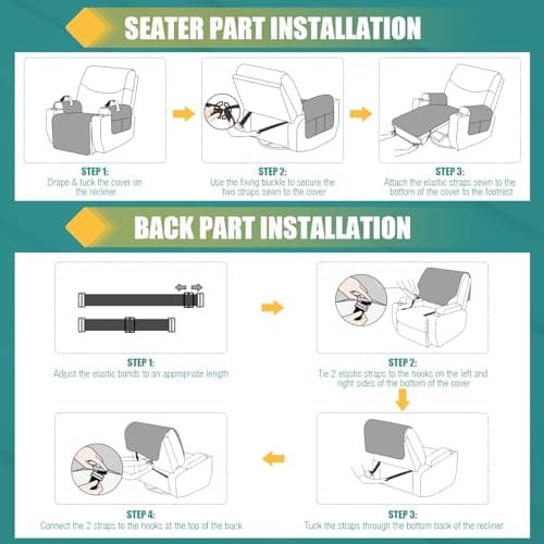 Upgraded Waterproof Recliner Chair Covers, Charcoal Grey