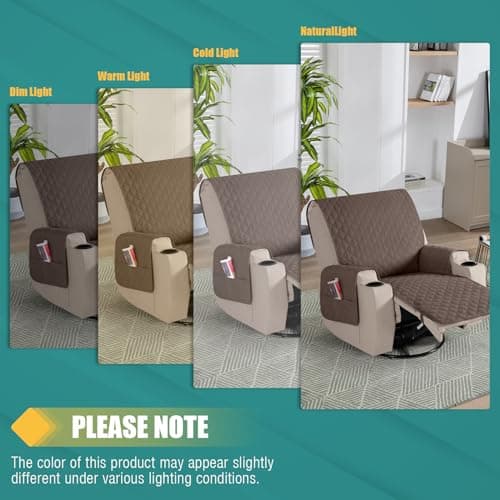 Ruaozz 100% Upgraded Waterproof Recliner Chair Covers