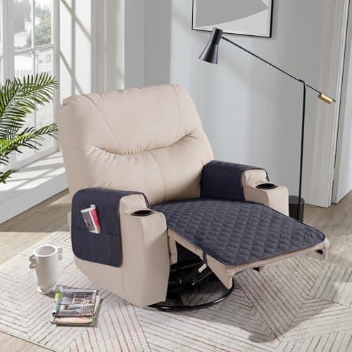 Waterproof Recliner Chair Cover with Pockets for Small Chairs (Charcoal Grey) — Black Grey