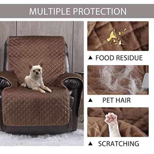 Non-Slip Waterproof Velvet Recliner Chair Cover for Leather Chairs Brown