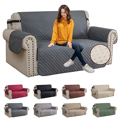 XINEAGE Loveseat Sofa Cover, Dark Grey Waterproof & Soft Washable