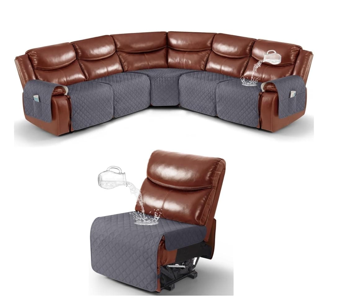 Ruaozz Dark Grey Sectional Recliner & Armless Chair Covers
