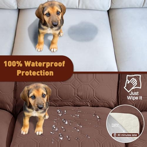 XINEAGE 100% Waterproof Recliner Chair Cover with Non-Slip Pockets (Coffee, 23.6")