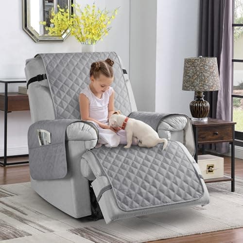 TAOCOCO Large Recliner Seat Cover, Light Gray, Non-Slip & Pet-Friendly