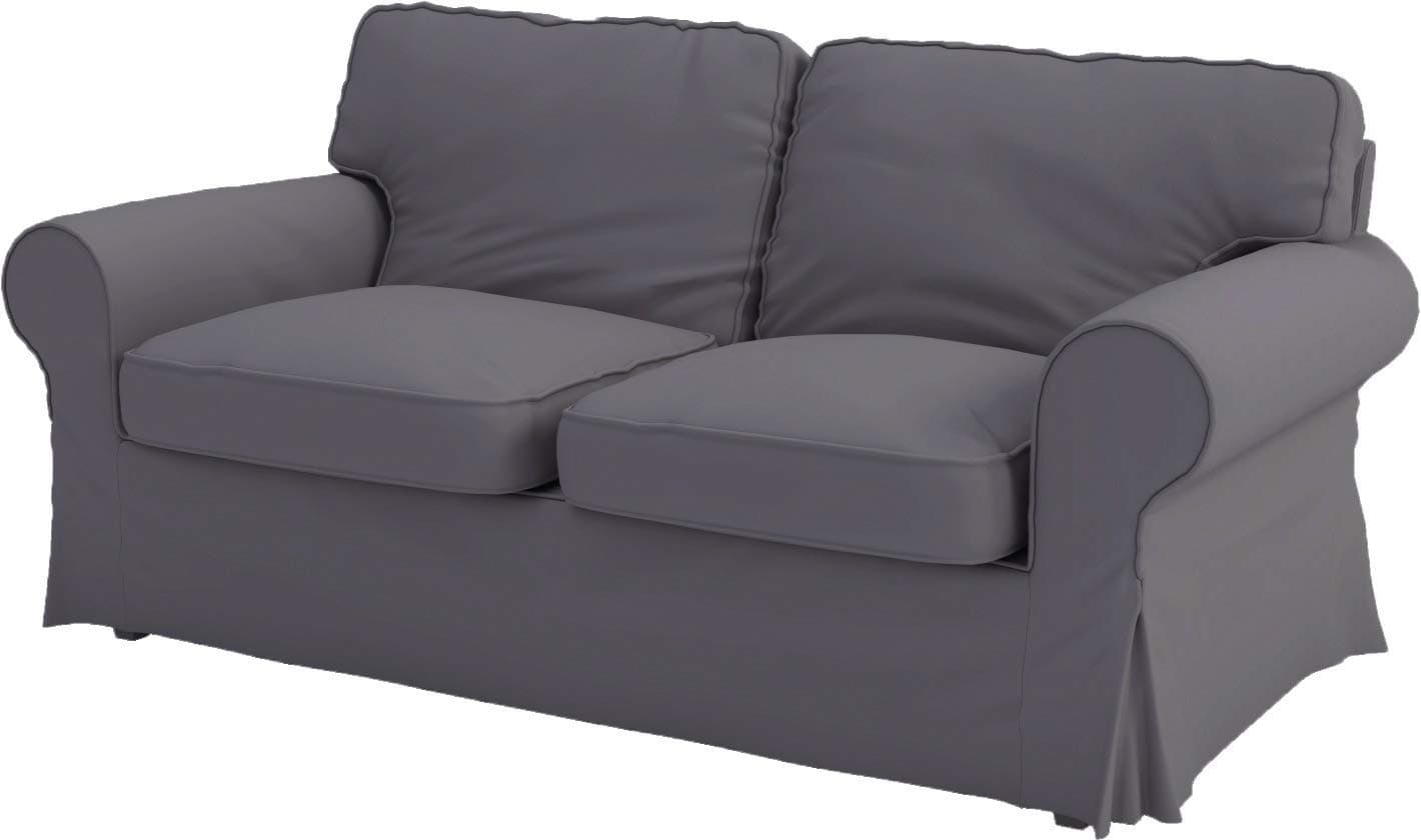 Polyester Flax Sofa Covers for IKEA Ektorp 2 Seat Loveseat (Dark Gray)