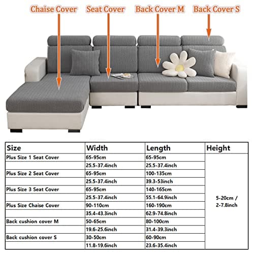 2024 Newest Universal Wear-Resistant L-Shaped Sofa Cover, Chaise Lounge Slipcover (Wheat Light Grey, Large)