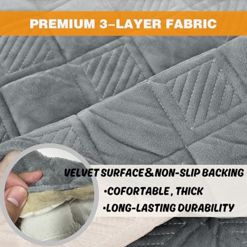 NeColorLife Velvet Recliner Seat Cover, Non-Slip Armrest Protector (Dark Gray, 1 Piece)