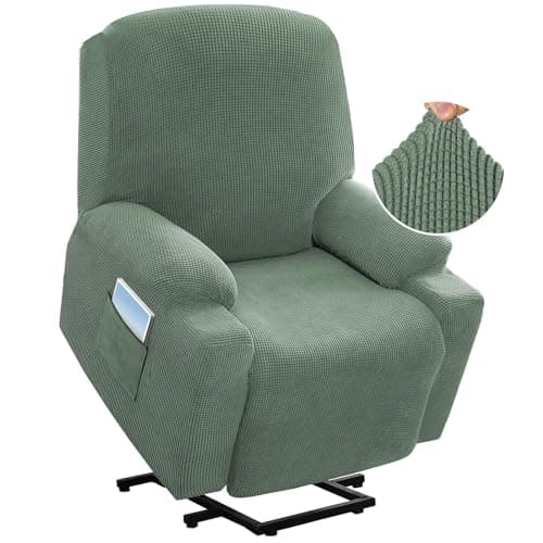 H.VERSAILTEX Grey Soft Thick Jacquard Stretch Recliner Cover with Side Pocket — Loden Frost