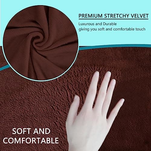 U-NICE HOME Velvet Couch Covers for 3 Cushion Sofas (Large, Chocolate)