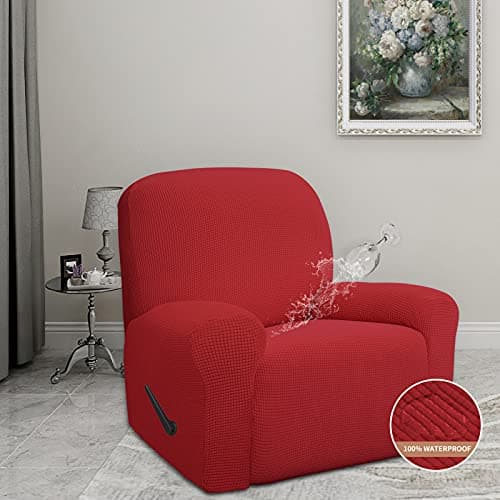 100% Waterproof Recliner Slipcover, Leakproof Couch Cover, Christmas Red