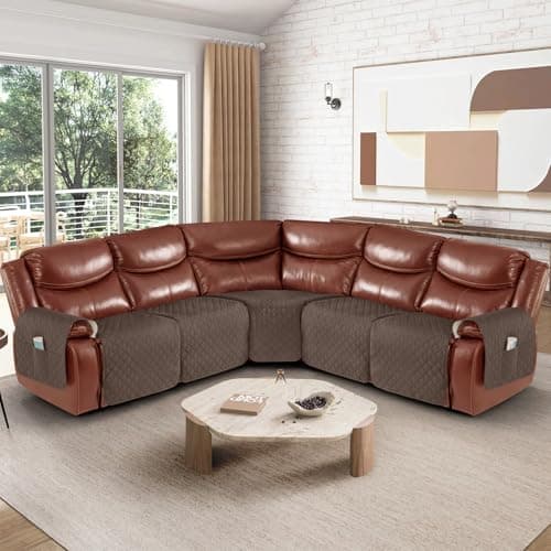 Ruaozz 100% Waterproof Recliner Corner Seat Couch Cover, Brown