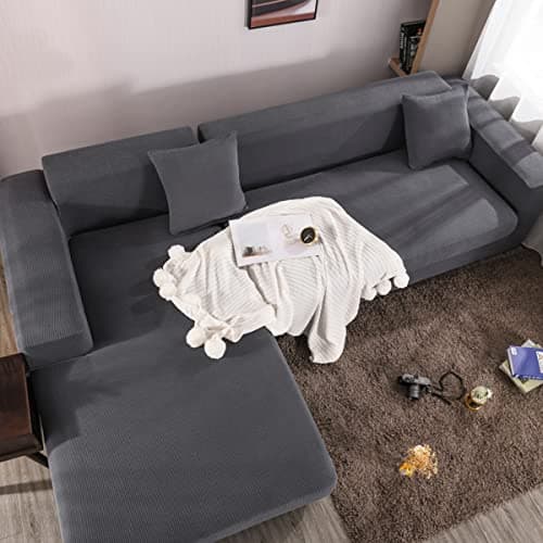 Jacquard Chaise Lounge Covers for Grey 2Seat L Shaped Couch