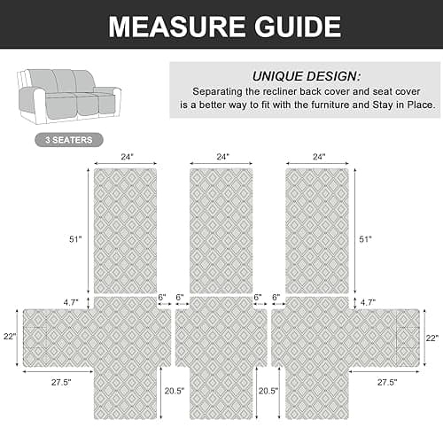 Genina Waterproof Recliner Sofa Cover, Dark Gray