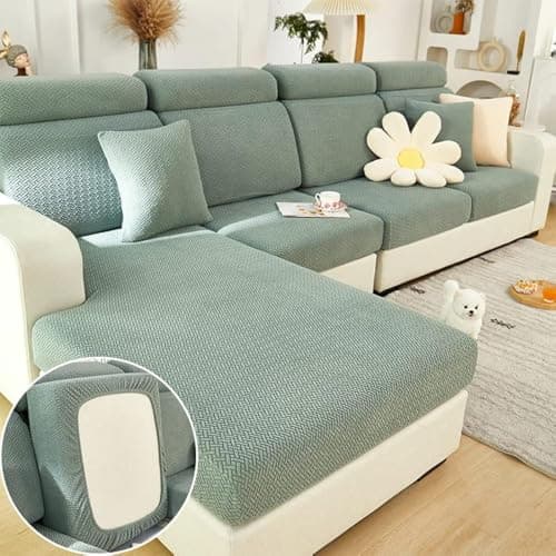 Jonuiony Wear-Resistant L-Shape Sectional Couch Slipcover (Dark Grey, Large) — A-green