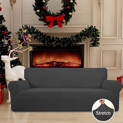 Dark Gray Stretch Sofa Slipcover for Kids' Sofas