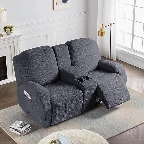 Ruaozz Stretch Recliner Cover Dark Gray Small OEKO-TEX Standard 100 Furniture Protector Sectional L Shape Recliner Seat Cover Washable