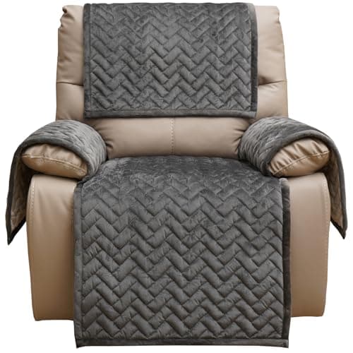 Light Brown Eismodra Recliner Chair Cover, Washable & Stays in Place — Dark Gray