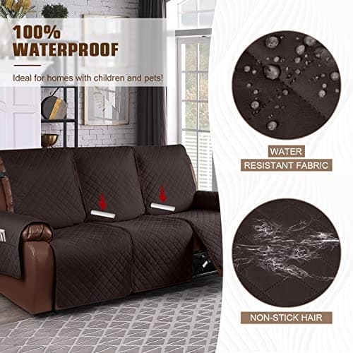 KinCam Waterproof Recliner Sofa Cover for 3 Seat Recliner Couch
