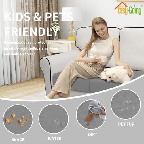 Waterproof Dog Loveseat Cushion Covers, Non-Slip Quilted Slipcovers, Grey (2-Piece)