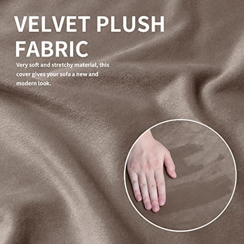 Taupe Velvet Recliner Chair Cover 4 Piece Stretch Slipcover