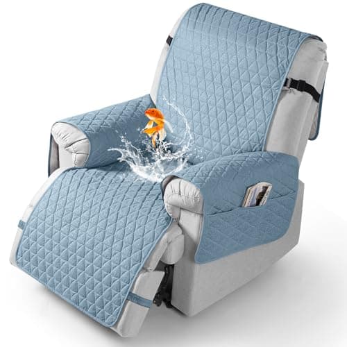 TAOCOCO 100% Waterproof Recliner Cover - Perfect for Slip and Stain Protection, Suitable for Elderly and Disabled Users, Ideal for Outdoor Patios or Indoor Use(Chocolate, Small-22'') — Light Blue