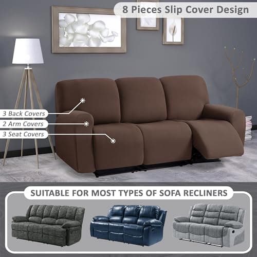 ULTICOR Chocolate 3 Seater Recliner Sofa Slipcovers
