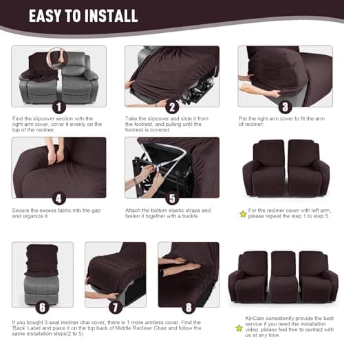 KinCam Chocolate Stripe Jacquard Recliner Couch Cover